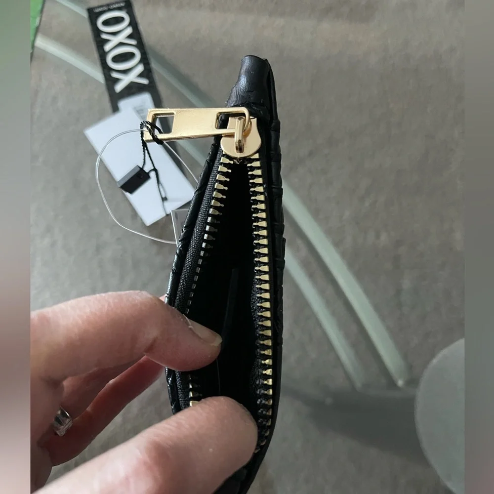 XOXO Embossed Faux Leather Black Card Holder Wallet